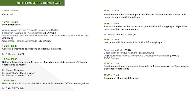 PROGRAMME: Atelier de partage de bonnes pratiques sur l’efficacité énergétique 